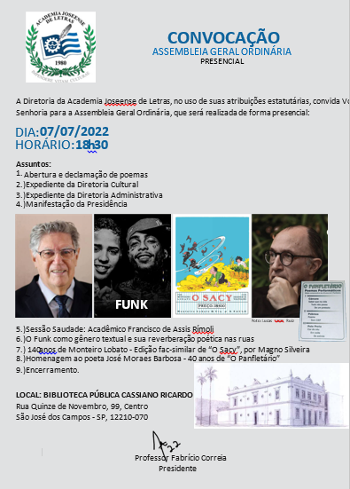 Divulgação/Academia Joseense de Letras