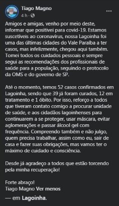 Reprodução/Facebook/TiagoMagno